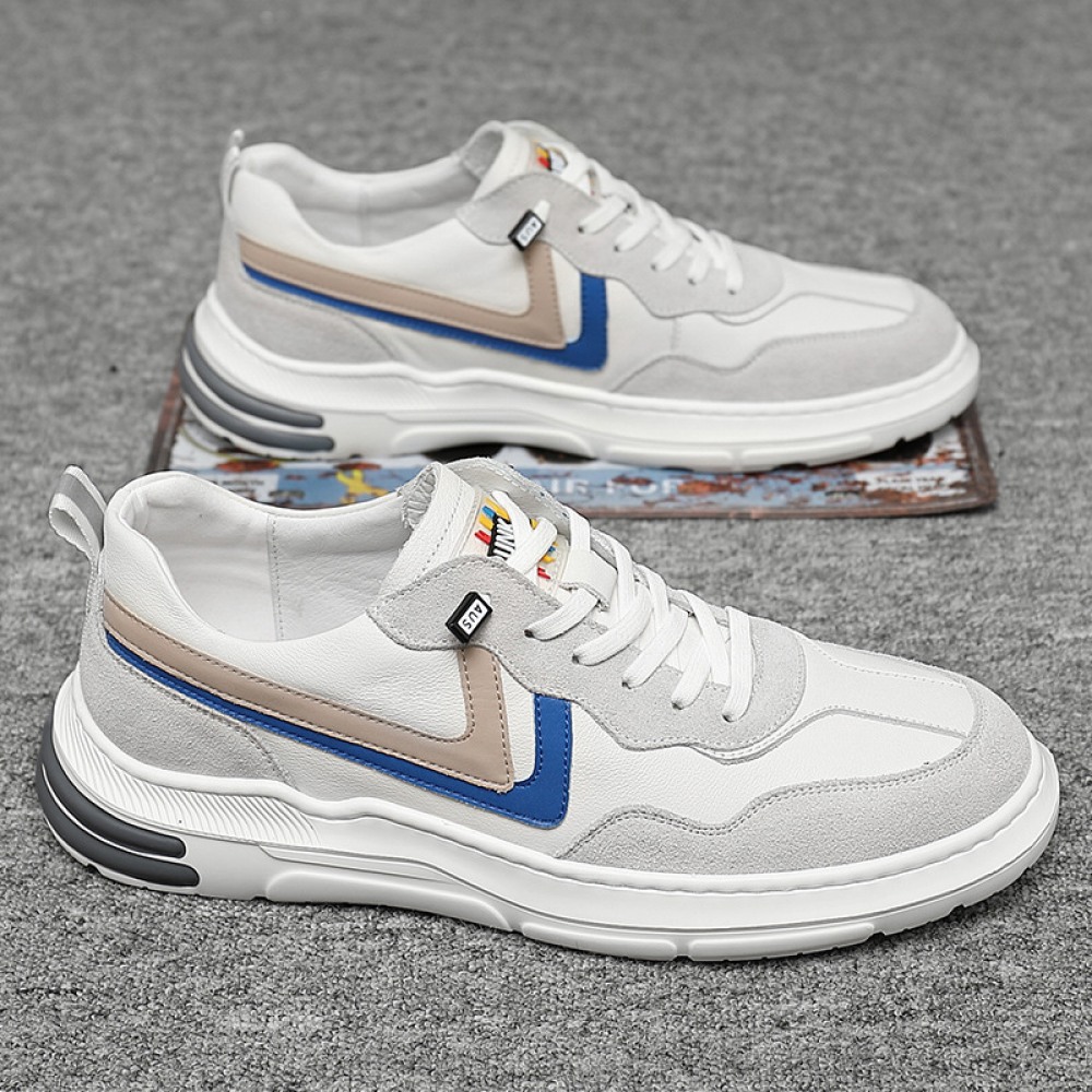 Men's Leather White Sneakers New Autumn Trend Breathable Casual Sports Shoes